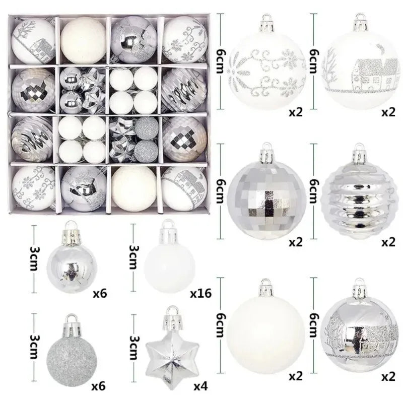 44Pcs 3/6CM Christmas Merry Balls Decoration Xmas Tree Hanging Ornament Party Home Room Decor Holiday Navidad New Year 2026 Gift