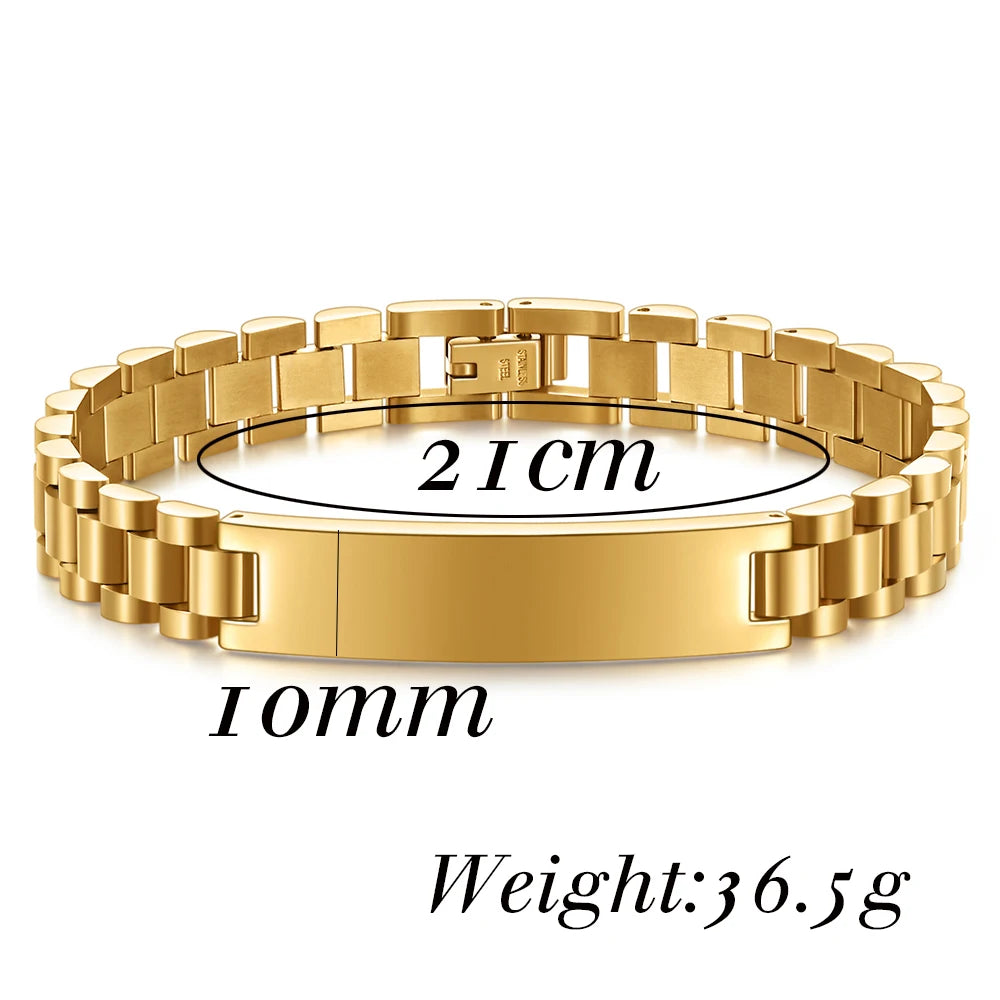 New Fashion Watch Chain 10mm Smooth Titanium Steel Bracelet for Men Customizable Personalized  Male Gentleman Business Gift