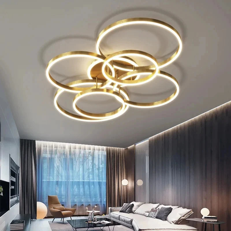 Modern Chandelier Lighting LED Indoor Ceiling Chandelier For Living Room Study Bedroom Nordic Round Rings Home Decor Chandeliers