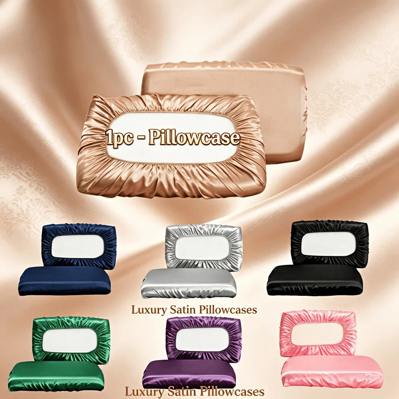 Satin Decorative Pillowcases for Hair Protection Elastic Band Cushion Covers Luxury Silky Fabric Travel Beddingroom Pillow Cover