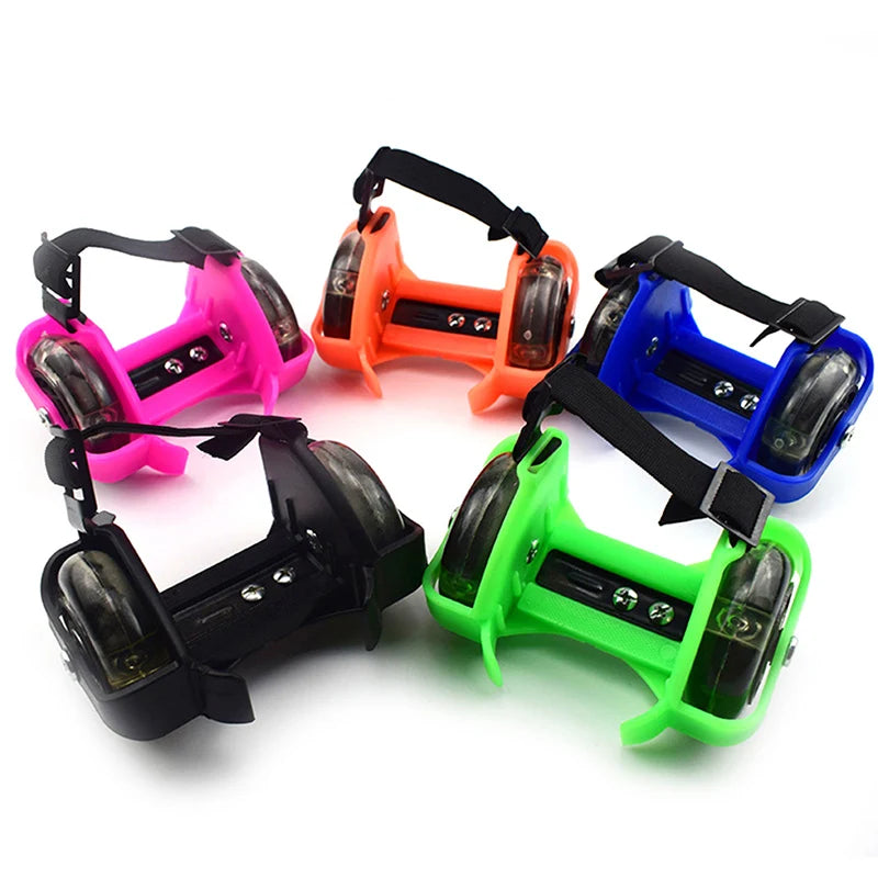 Outdoor Skating Shoe Two-Wheeled Heel Wheels Adjustable Roller Skates PVC 3 Color LED Flashing Luminous Wheel Shoes For Children