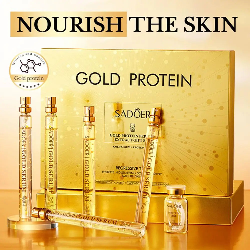 SADOER Gold Protein Peptide Essence Set, Absorbable Collagen Threads, Hydrating Firming Anti-Aging, Nourish Skin Smoothing