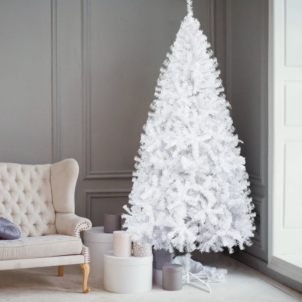 5ft White Unlit Artificial Christmas Tree, 480 Branch Tips Hinged Pine Tree, Flame Retardant PVC with Sturdy Metal Stand for Indoor Home Xmas Holiday Decoration