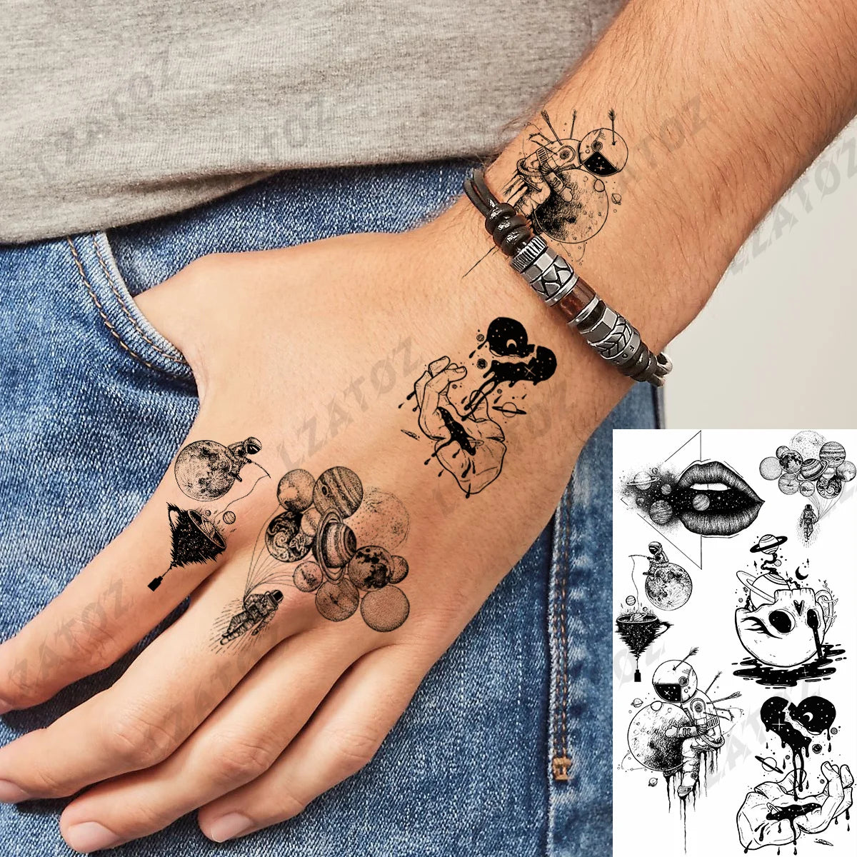 Realistic Eye Flower Temporary Tattoos For Woman Adults Rose Butterfly Tiny Fake Tattoo Sticker 3D Finger Waterproof Tatoos