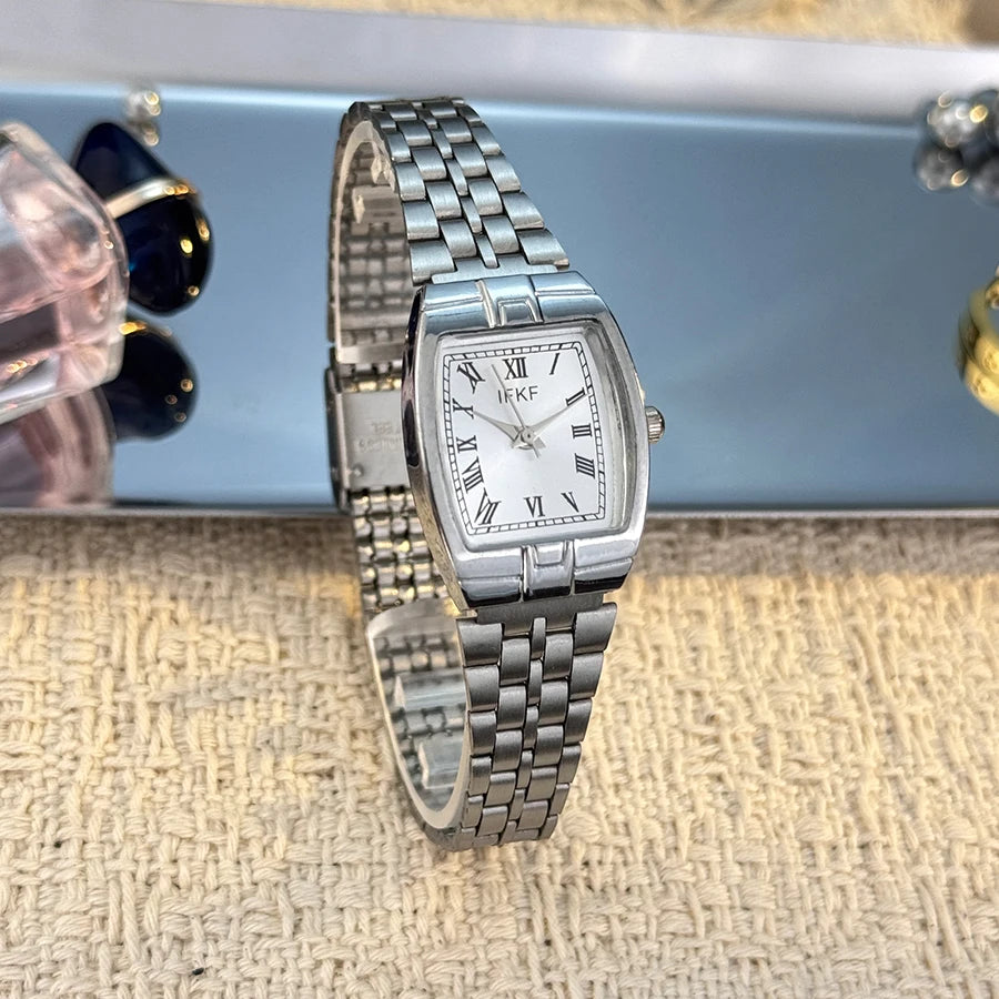 Valentine's Day Gift Couple's Watch Set Men's Women's Wine Barrel Shaped Fashion Classic Retro Quartz Wristwatch with Steel Band