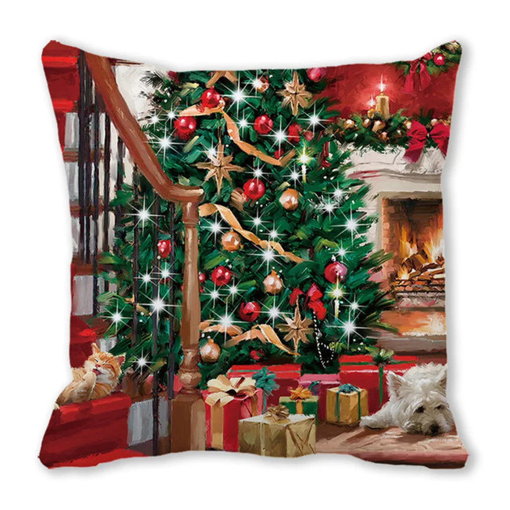 45CM Merry Christmas Cushion Cover Pillowcase 2023 Christmas Decorations for Home Ornament Happy New Year Christmas Decor 2022