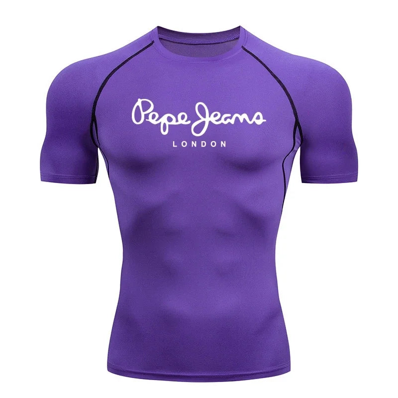 Sports T-shirt Men's Quick Drying Short Sleeved Sports T-shirt Top Gym Fitness Tight Fitting Shirt Training Running T-shirt Men