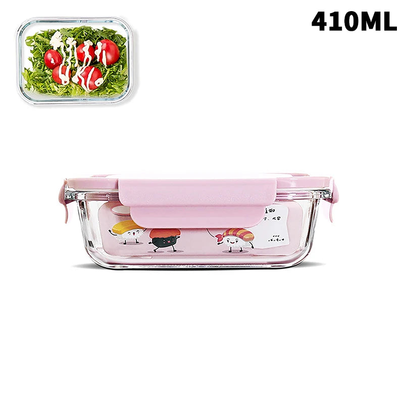 1/2/3 Grids Thickened Leak Proof Microwave Safe Food Crisper High Borosilicate Glass Bento Box With Lids Airtight Lunch Boxes