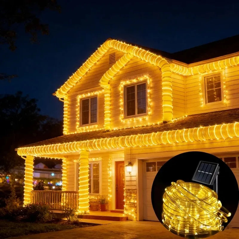 LED Solar Tube Rope Led Light Outdoor Garden Christmas Decoration Fairy String Light Outdoor Wedding Party Led Lamp