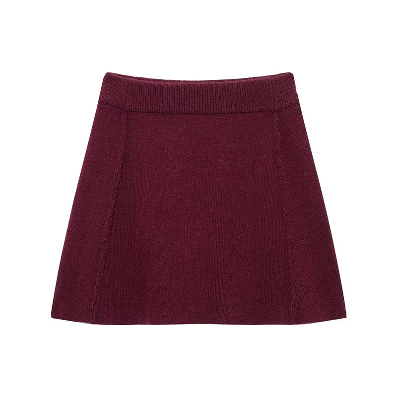Elegant Brown Knitted Cardigan Skirt Suit Women Single Breasted Sweater Mini Skirts Set 2025 Autumn Chic Street Lady Outfits