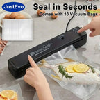 JustEvo Food Vacuum Sealer Machine Portable Automatic Food Saver Includes 10 Bags US Plug Kitchen Mini Packaging Appliance Seal in Seconds