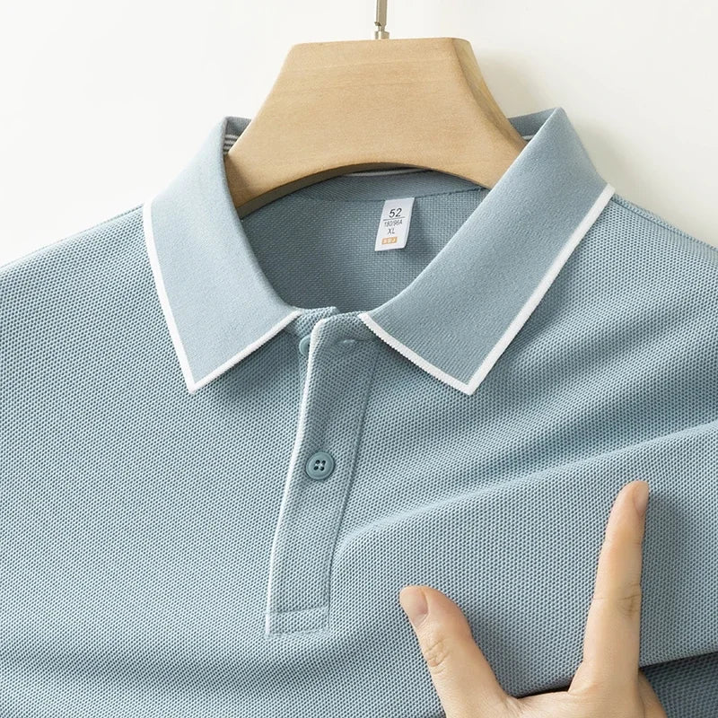 2026 New Men's Business Casual Short Sleeved Shirt Solid Color Polo Shirt Fashionable Breathable Comfortable Versatile Top