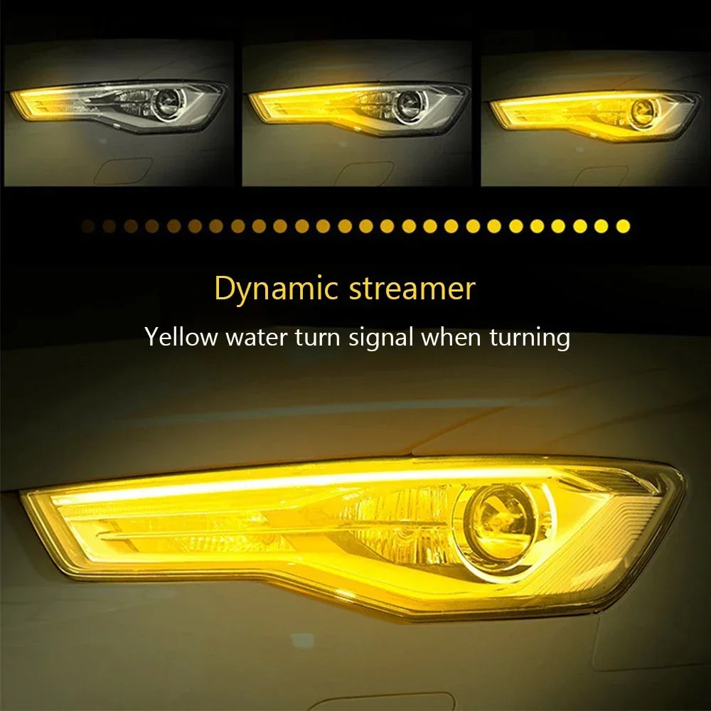 Flexible Car LED Daytime Running Light: DRL Strip with Turn Signal Lamp, 12V Auto Lighting Tool