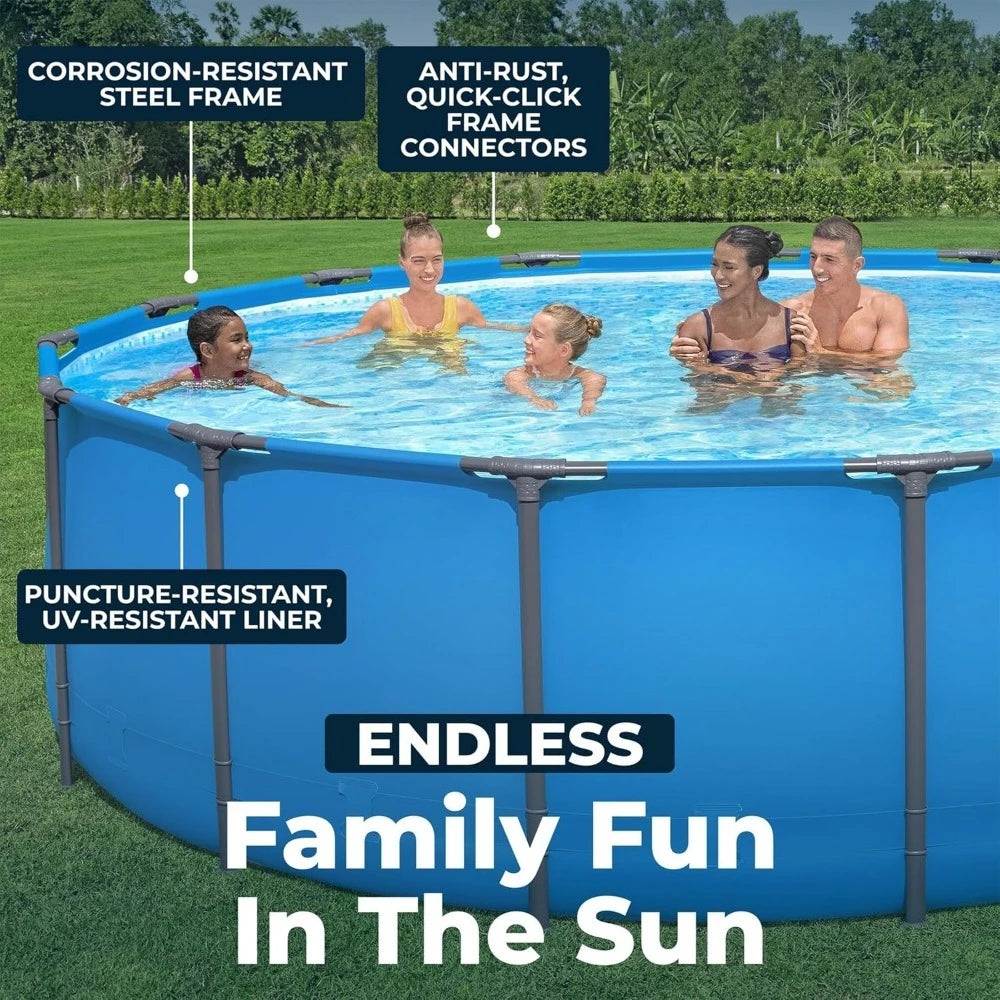 Round Metal Frame Above Ground Swimming Pool 15ft x 48in Outdoor Backyard Blue 4231 Gallons Pool only