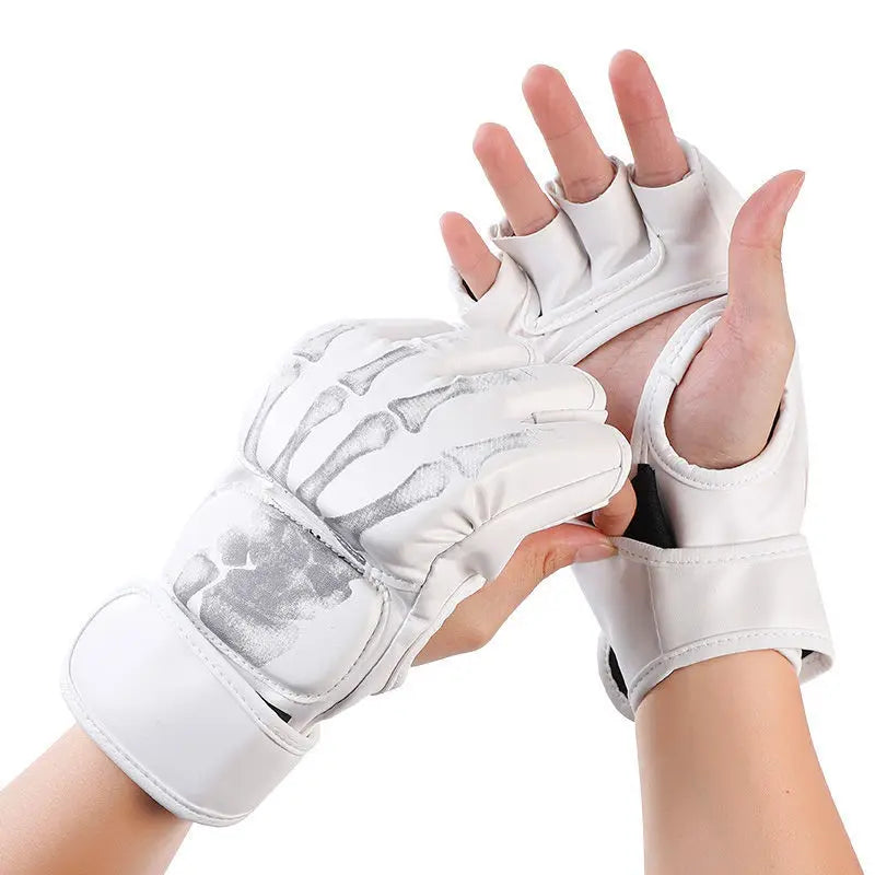 1 Pair of Pu Boxing Gloves Mma Gloves Half Finger Sandbag Taekwondo Muay Thai Gloves Professional Boxing Training Equipment