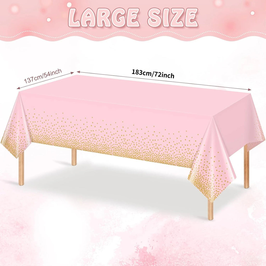 5pcs Plastic Dot Disposable Table Cloth for Parties,Plastic Tablecloth,Golden Dots Table Covers for Picnic,Birthday,Party