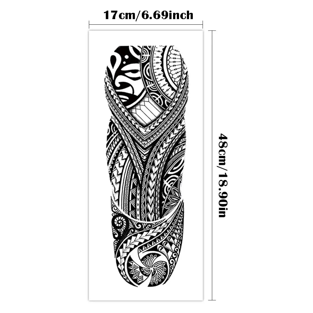 Large Full Arm Sleeve Waterproof Temporary Tattoo Sticker Indian Tribal Machine Turtle Totem Fake Tatoo Body Art Men Women Leg