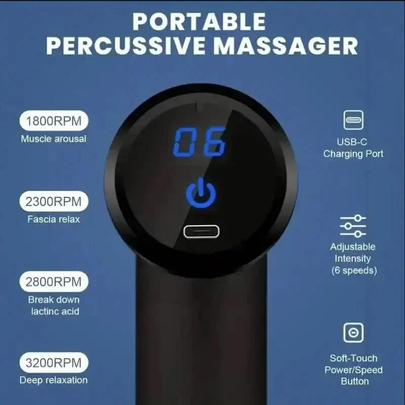 New Portable Fascia Massage Gun Deep Tissue Mini Muscle Massage Gun Lightweight Adjustable Speed Whole Body Massage Equipment