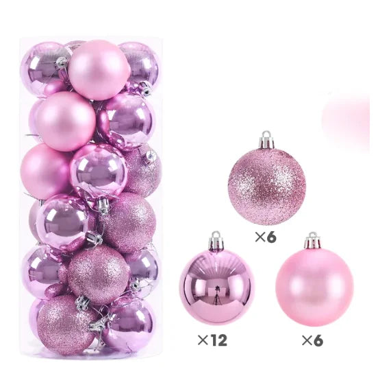 24Pcs 4/6CM Christmas Balls Big Ball Christmas Tree Pendant Ornaments for Party Decor 2025 New Year Navidad Gifts Accessory
