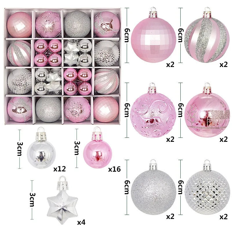44Pcs 3/6CM Merry Christmas Decoration Ball Christmas Tree Topper Pendant for Home Decor New Year 2026 Navidad Gifts Supplies
