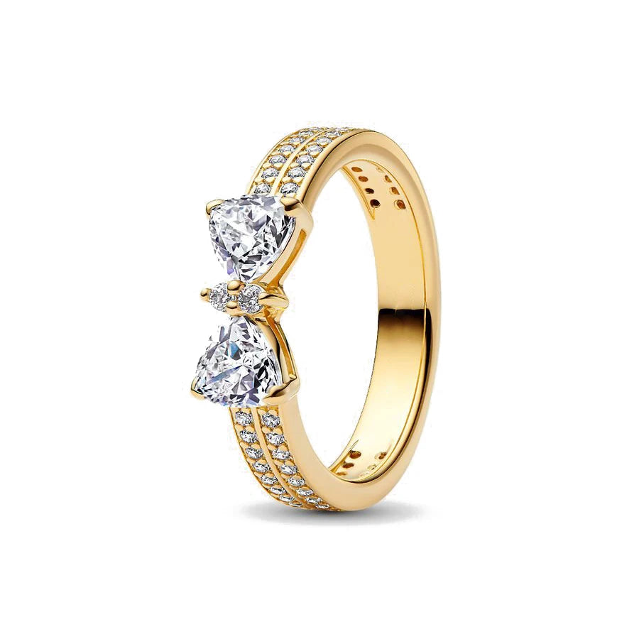 18K Gold Plated Original 925 Sterling Silver Ring Bow Heart Lotus Rings For Women Valentine's Birthday Gift DIY Jewelry 2025 New