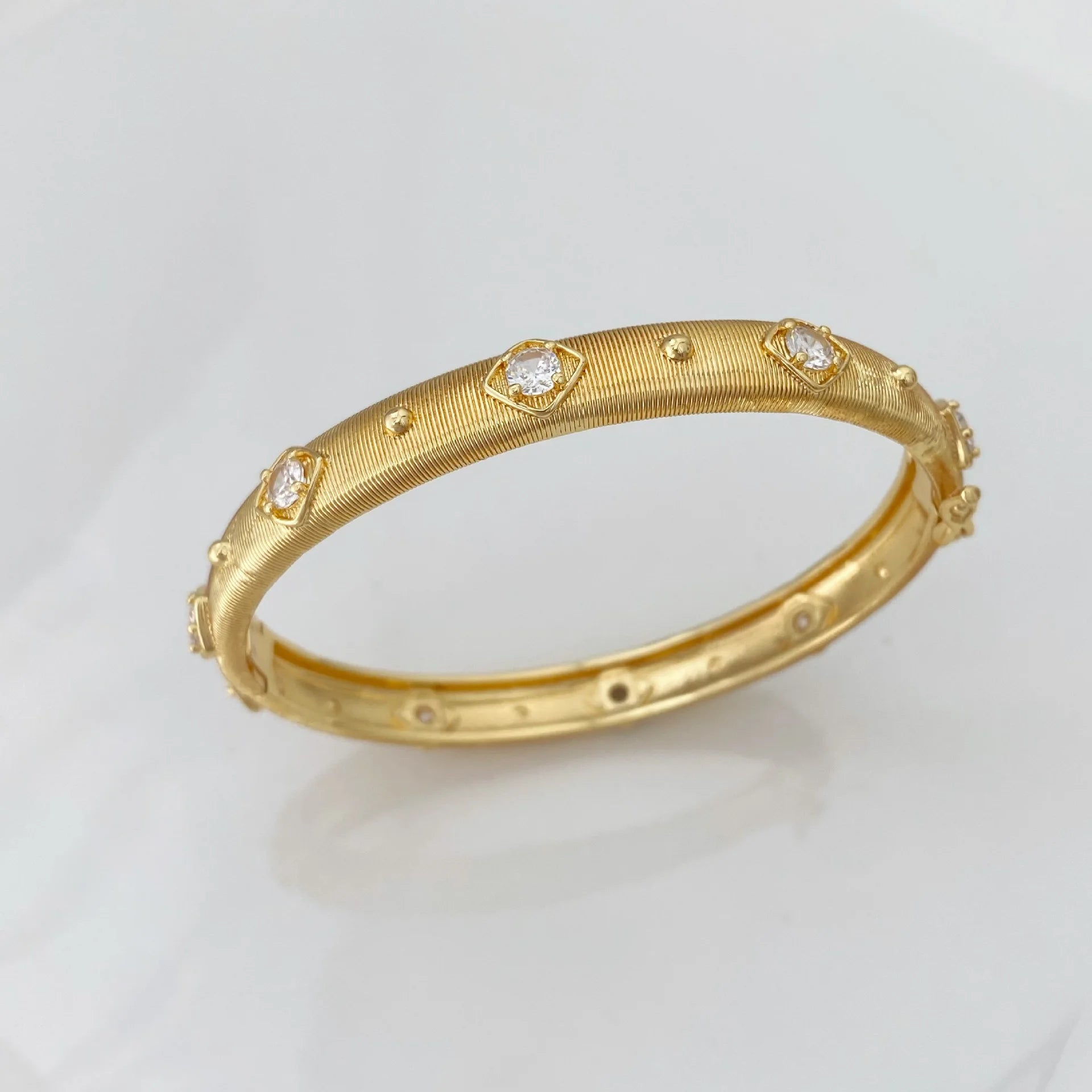 European and American New Style Palace Retro Brushed Diamond-Studded Open Bracelet for Women Exquisite Versatile Bangles