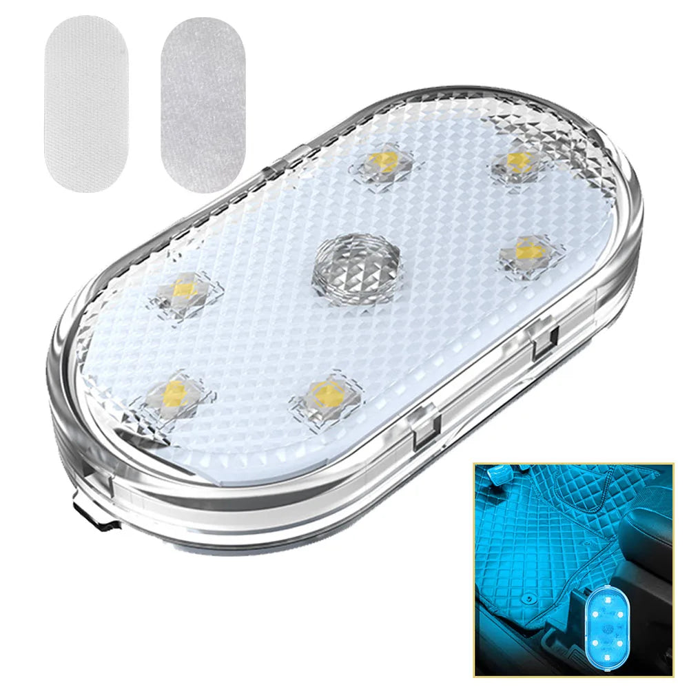 1pc Car LED Light Interior Lighting Atmosphere Lamp for Armrest Box Trunk Switch Touch Control Wireless Mini LED Foot Lights