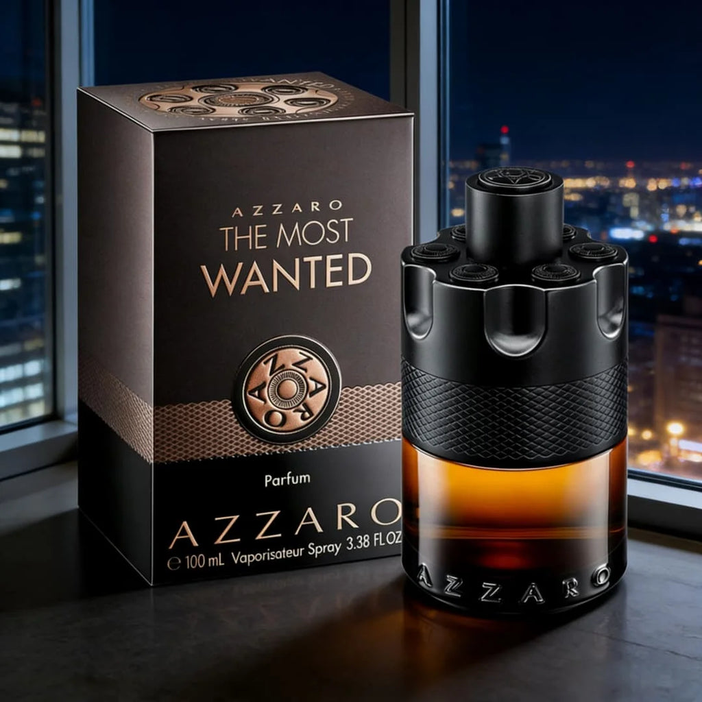 Azzaro The Most Wanted Parfum | Black-gold gun design, tobacco-amber notes, maximum longevity