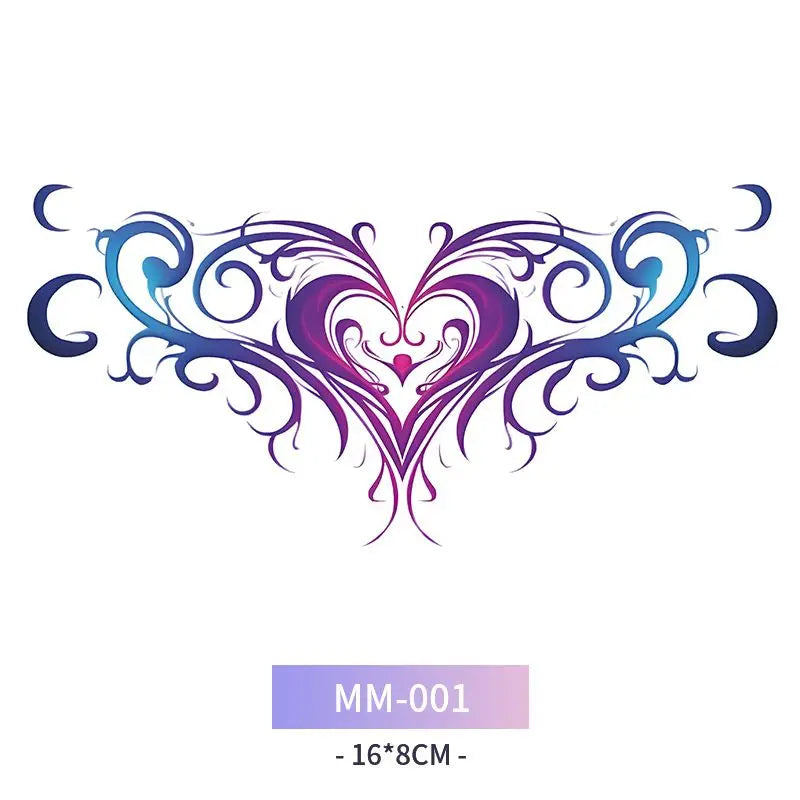 Succubus Tattoo Sticker set for Woman Abdomen Sexy Art Temporary Tattoo Waterproof Pink Totem Fake Tattoo Lasting Tattoo Sticker