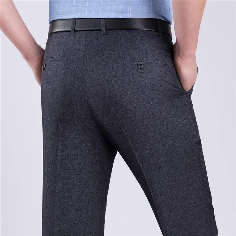 2021 Men Business Silk Suit Pant Plus Size 29-56 Spring Summer New Fashion Formal Men Casual Pant Buckle Trousers For Male