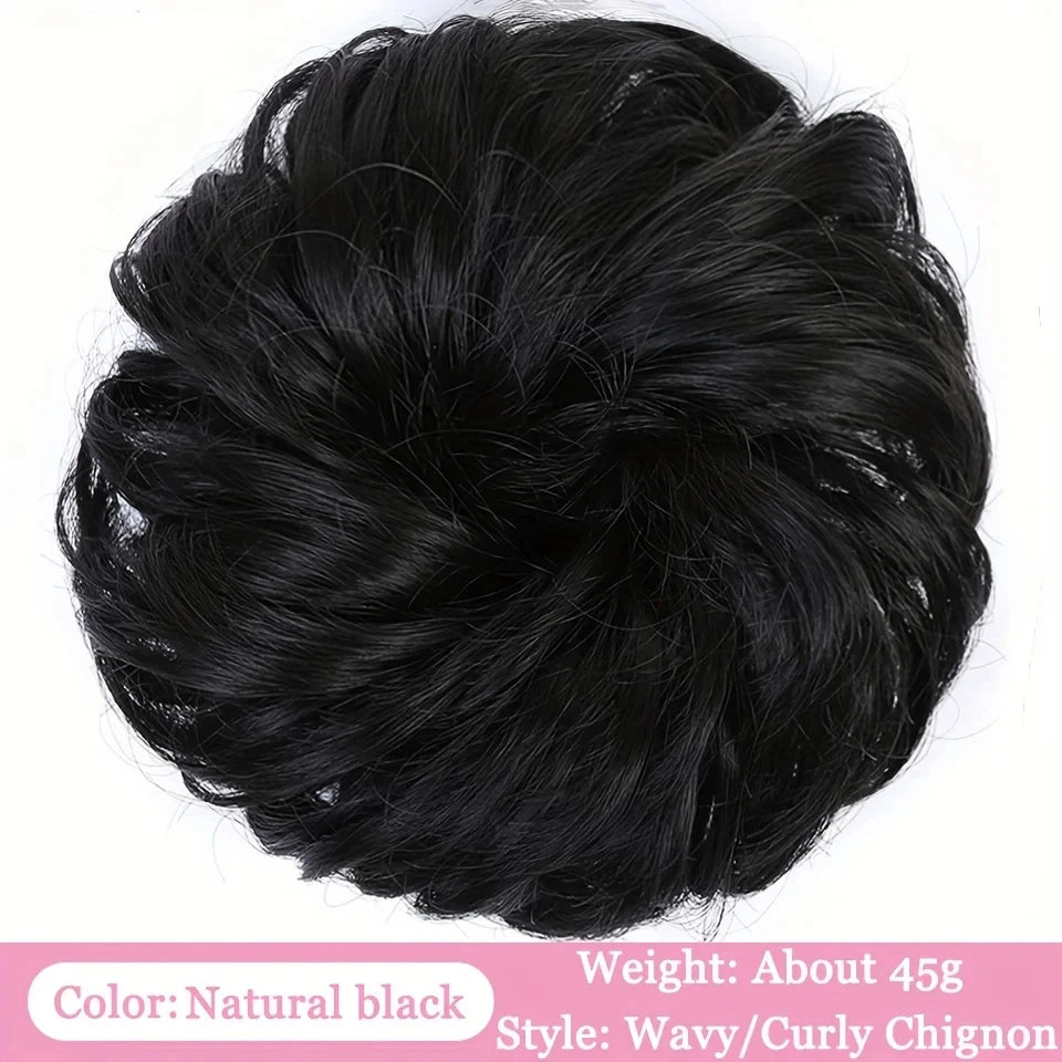OLACA Synthetic Hair Bun Bands Blonde Black Messy Curly Chignon Donut Updo Scrunchies Fake Hair Pieces For Women Hair Extensions
