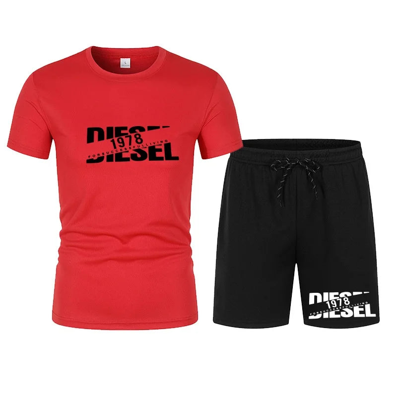 Men's two-piece sports suit round neck T-shirt and pants, basketball running sportswear 2026 summer new item