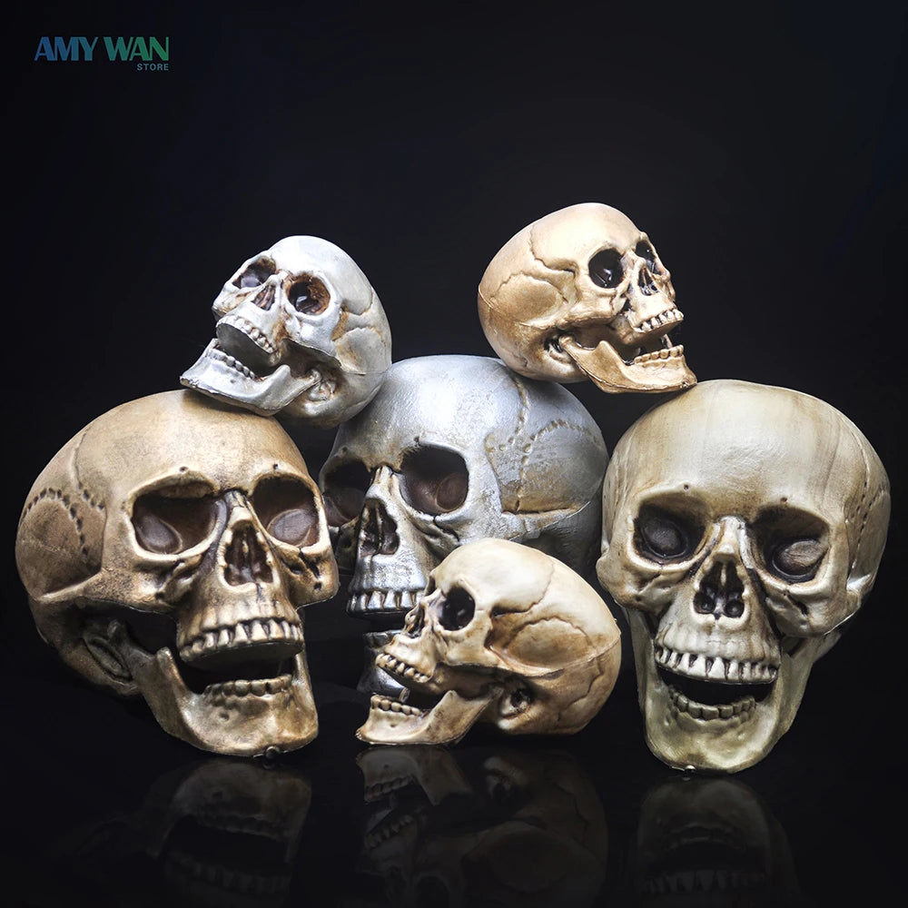 Skull Decor Prop Skeleton Head Plastic 1:1 Model Halloween Style Haunted House Party Home Decoration Game Supplies High Quality