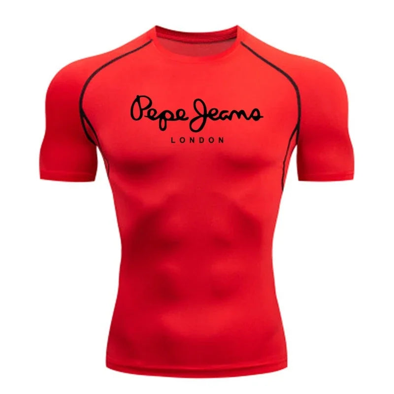 Sports T-shirt Men's Quick Drying Short Sleeved Sports T-shirt Top Gym Fitness Tight Fitting Shirt Training Running T-shirt Men