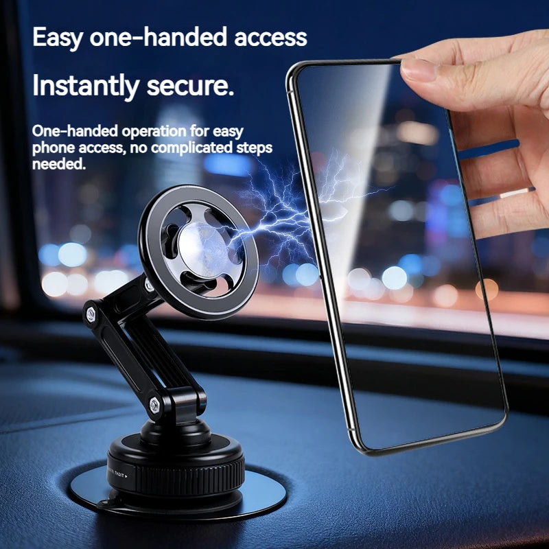 Universal Vacuum Suction Cup Magnetic Car Phone Holder Foldable 360° Rotation Mount Ideal for Bedroom Bathroom Glass Dashboard