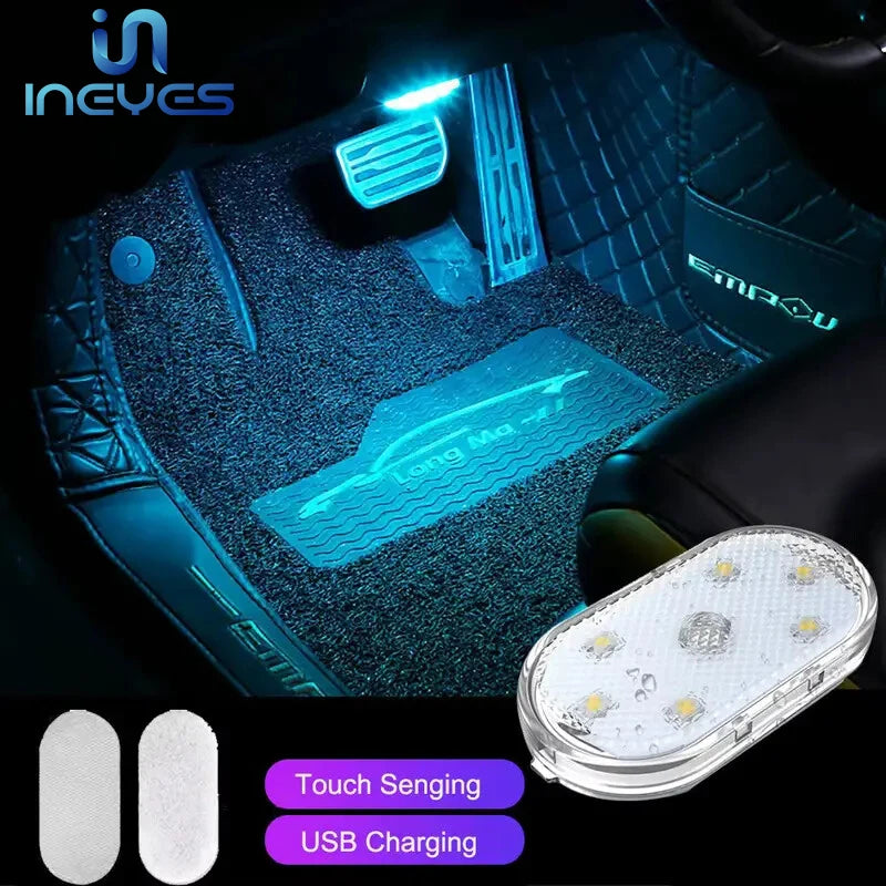 INEYES Car LED Lights Interior Wireless Interior Car Lights Portable USB Rechargeable Car Interior Led Night Light for Car Decor