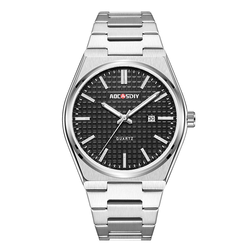 Watch men's fashion steel strip quartz watch waterproof night light calendar men's watch