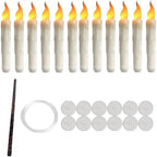 12/48 PCs  LED Floating Candles with Magic Wand Remote Flameless Flying Candle Flickering Warm Light for Halloween Holiday Decor