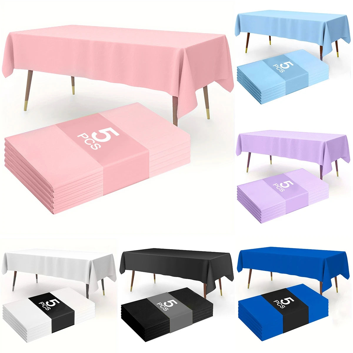 1/5pc Solid Color Plastic Tablecover 137×183 cm Rectangle Tablecloth for Birthday Party Wedding Picnic Table Decorations