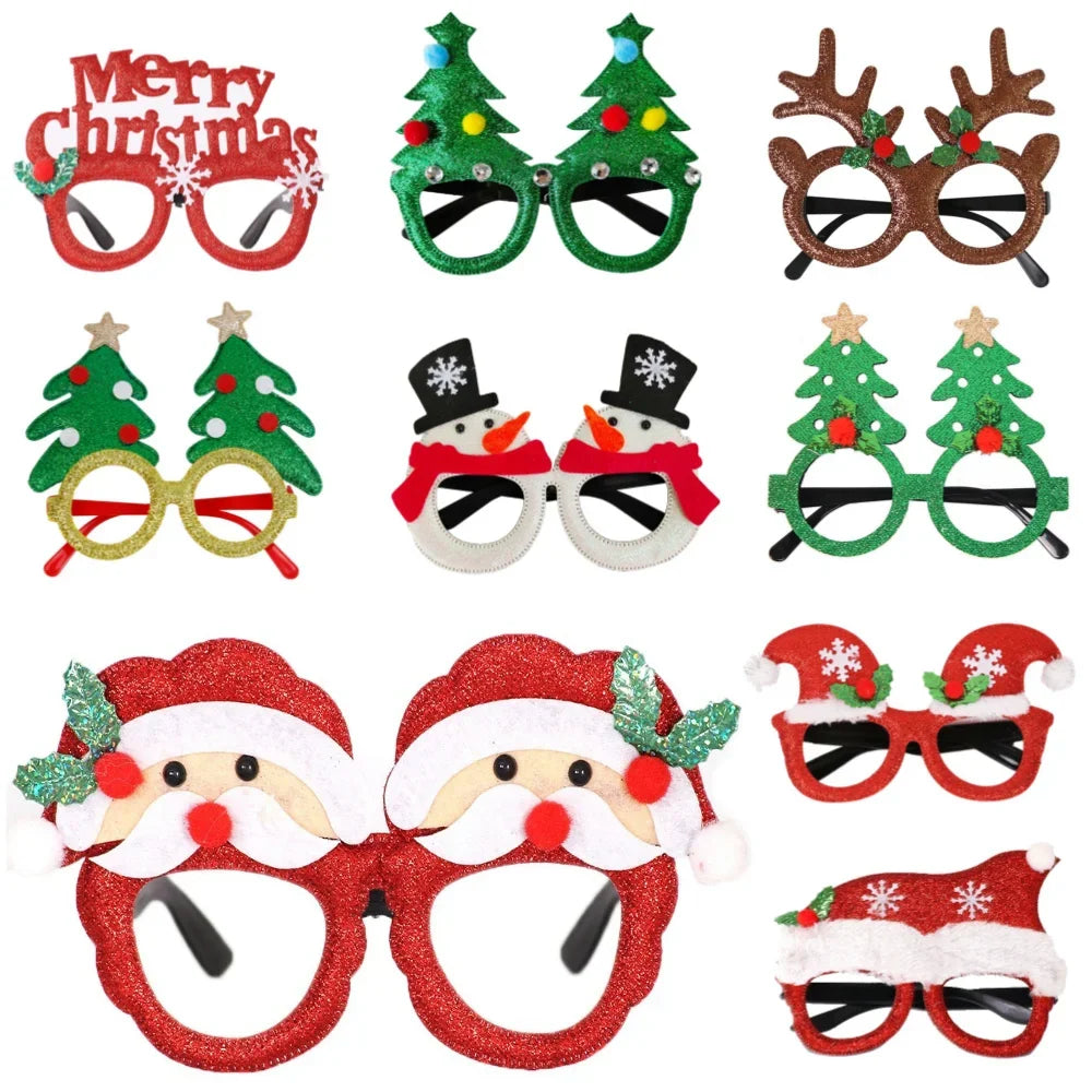 Christmas Glasses Santa Claus Xmas Tree Snowman Plastic Glasses Kid Gift Xmas Party Supplies Photo Props Christmas Decoration