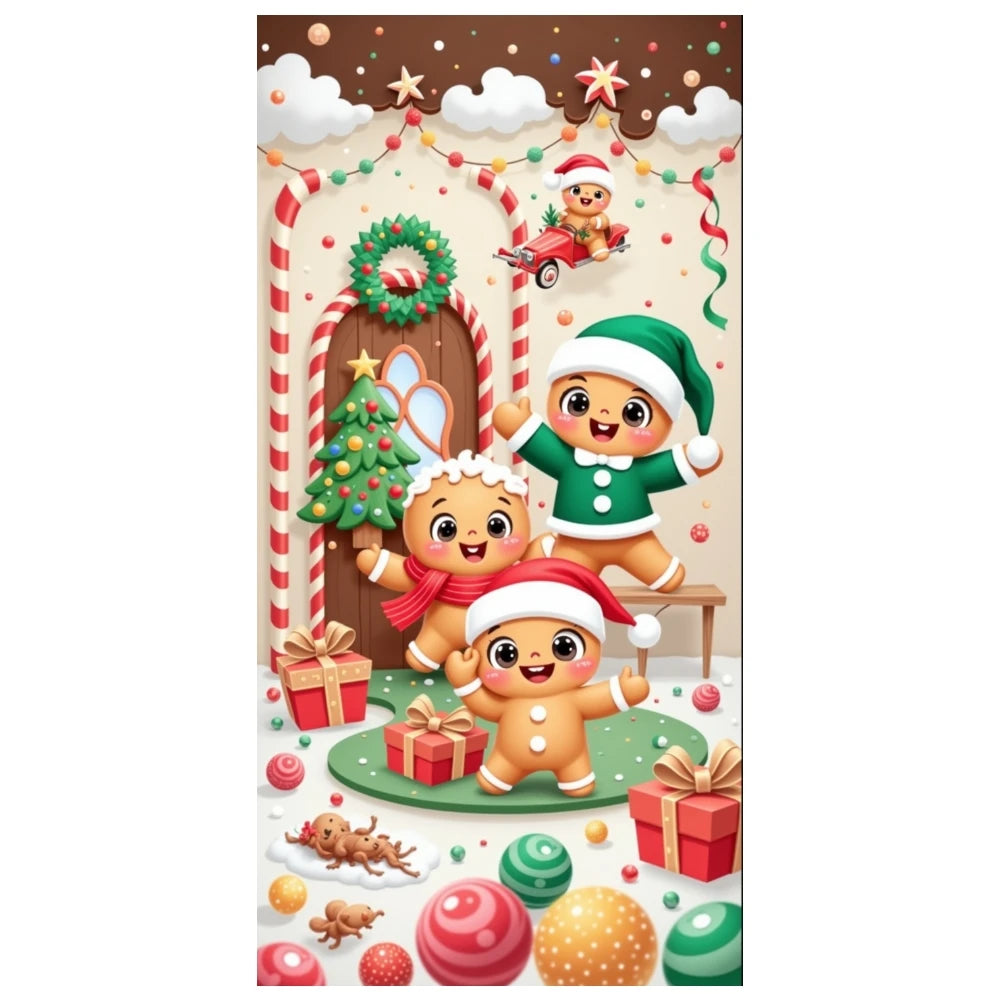 Christmas Door Cover Decorations Santa Claus Send Gift Background Banner for Indoor Outdoor Home Porch Holiday Decor Supplies