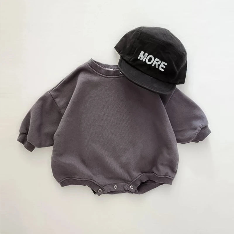 INS 0-24M Newborn Infant Baby Girl Boy Sweatshirt Romper Toddler Long Sleeve Basic Cotton Oversize Rompers Baby Clothes Jumpsuit