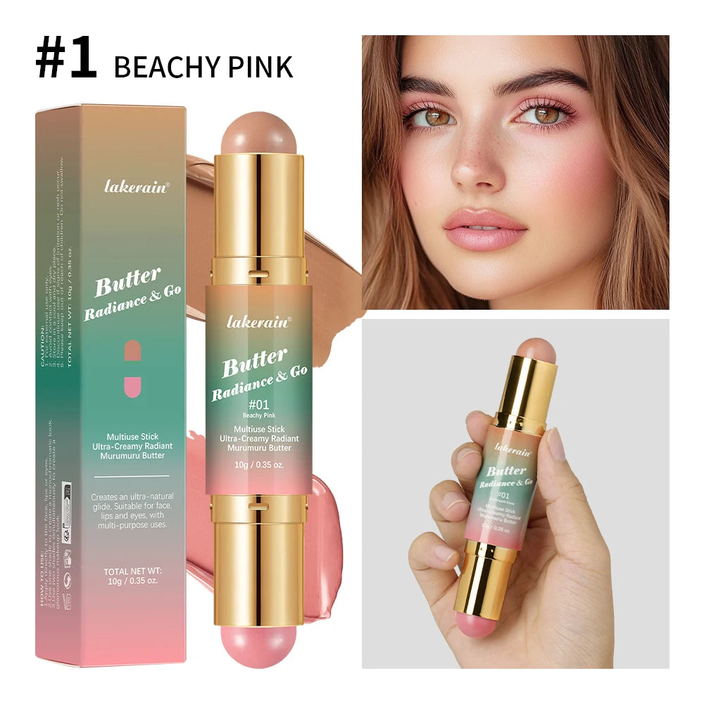 2 IN 1 Multiuse Stick Double Headed Bronzer Blush For Cheeks Eyes Lips Long Lasting Matte Glow Makeup Contouring Stick Makeup