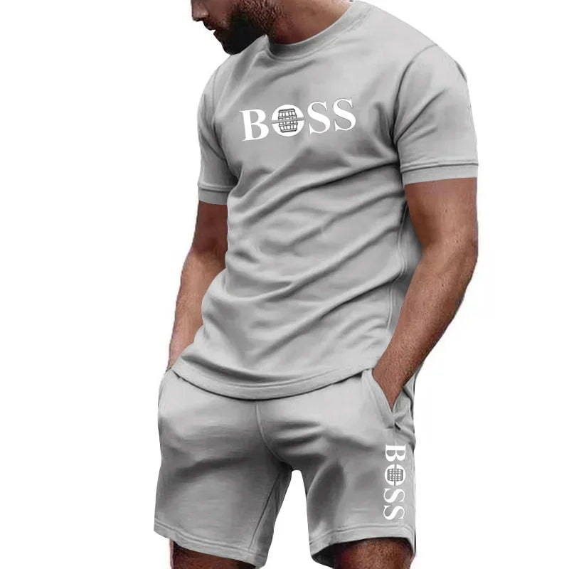 Men's two-piece sportswear short sleeved T-shirt and pants set running and fitness sportswear 2026 summer big discount