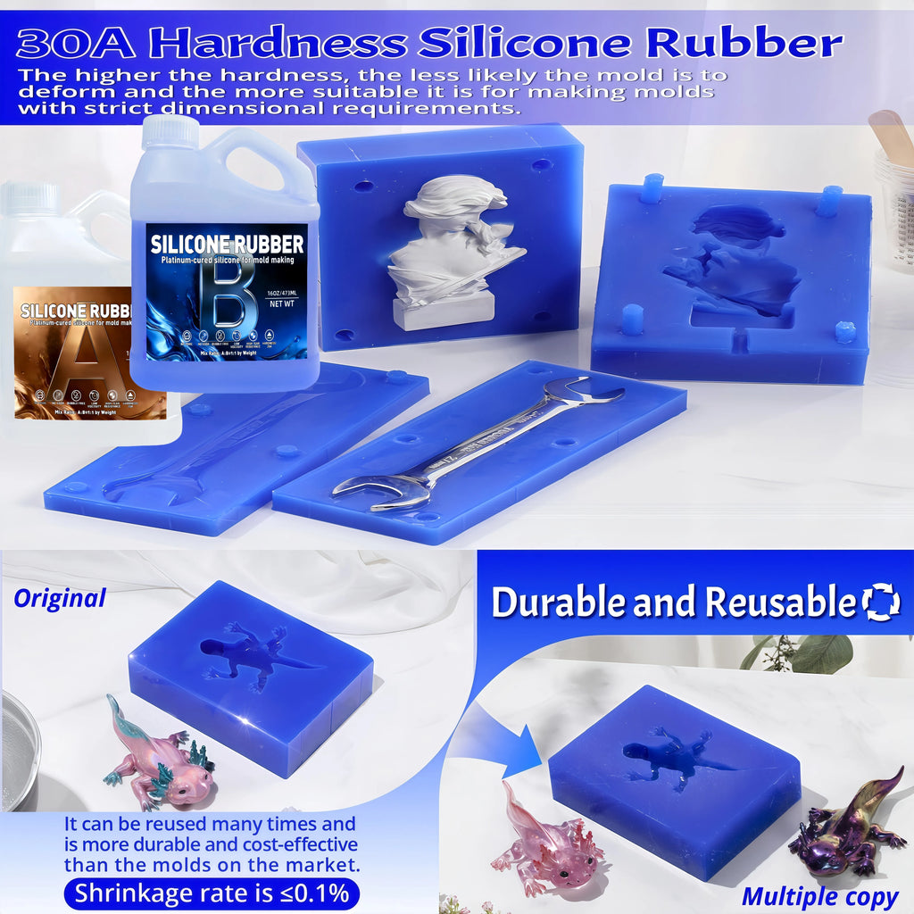 Silicone Mold Making Kit - Blue - Non-Toxic Liquid Mold Silicone - Super Elastic & Flexible, Ideal for 3D, Resin & DIY Silicone