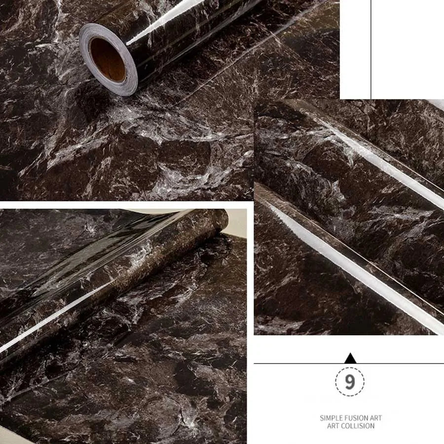 Marble Sticker Kitchen Oil-Proof Film Stove Waterproof Moisture-Proof Self-Adhesive Wallpaper Countertop Cabinet Renovation Tile