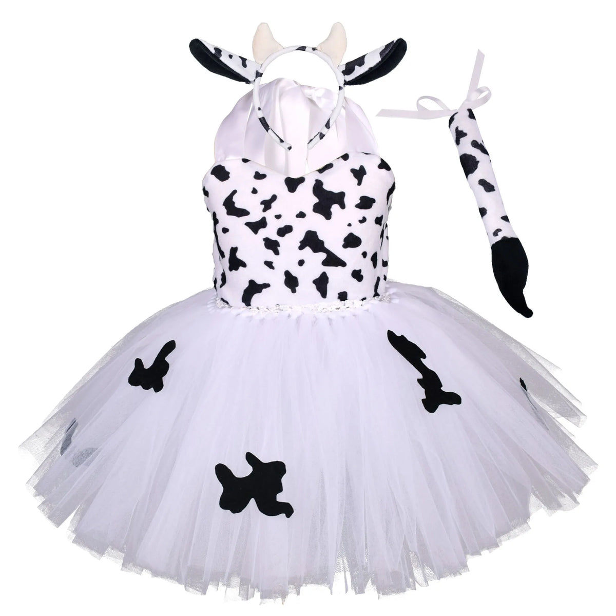 Baby Girls Halloween Animal Cosplay Costume Kids Forest Theme Giraffe Cows Tiger Leopard Zebra Print Tutu Dress Birthday Party