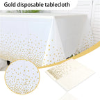 Plastic Disposable Tablecloth Rectangle Party Table Cover Gold Dot Waterproof Table Cloth for Wedding Birthday Party Decor