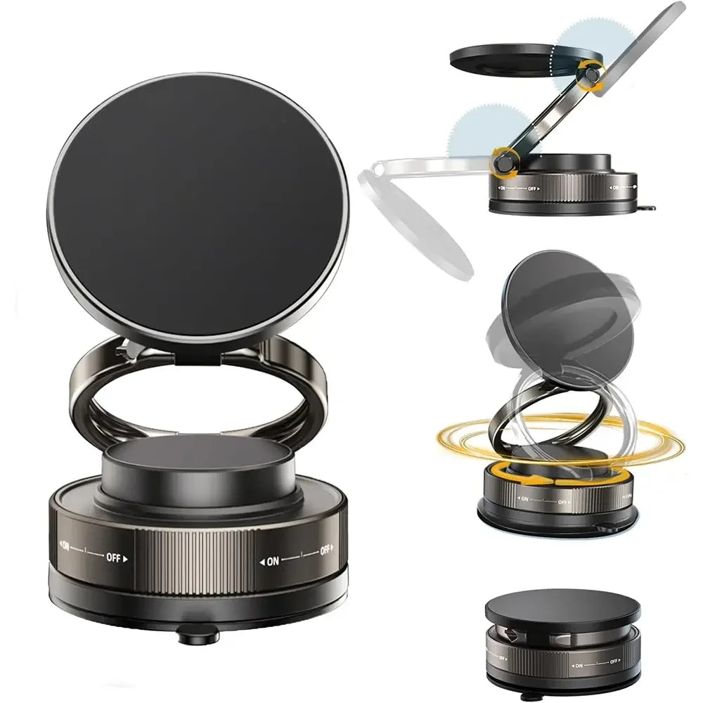 Magnetic Phone Holder 360 Rotatable Foldable Adjustable Vacuum Magnetic Car Mount Hands-Free Suction Cup Phone Holder Universal