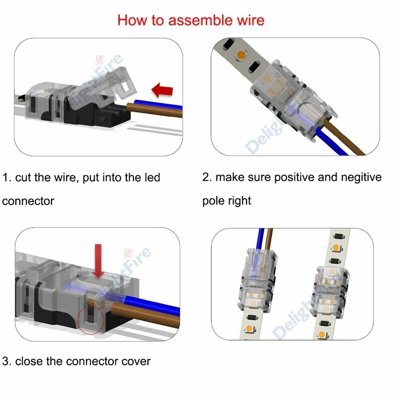 Solderless LED Connector 6 5 4 3 2 Pin LED Strip Connectors For RGB RGBW SMD 5050 WS2812B LED Strip Light Wire Connection